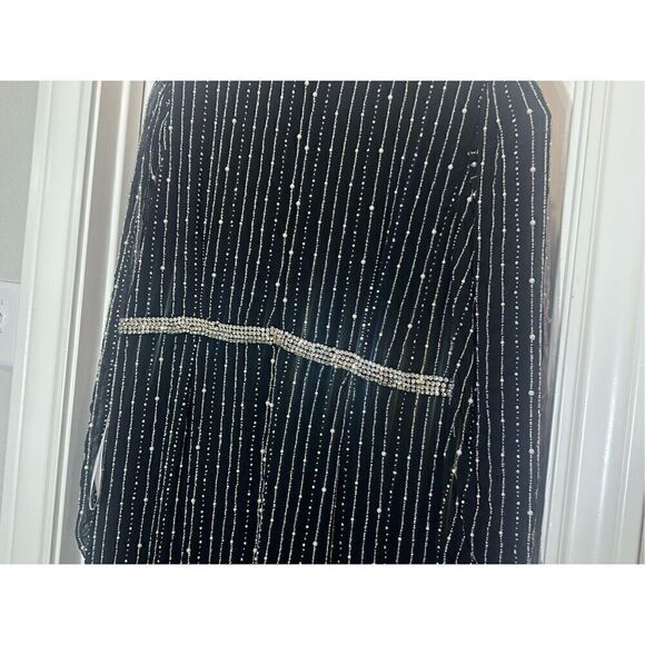 Mac Duggal NWT size 16 long sleeve beaded black midi dress READ NOTES style 9362 - Picture 10 of 16